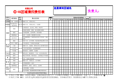 6S区域责任表(参考样表)