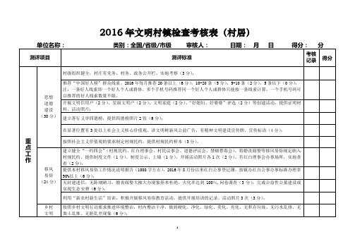 2016年文明村考核标准