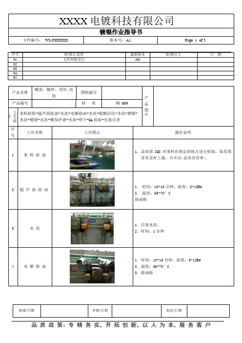 电镀镀银作业指导书