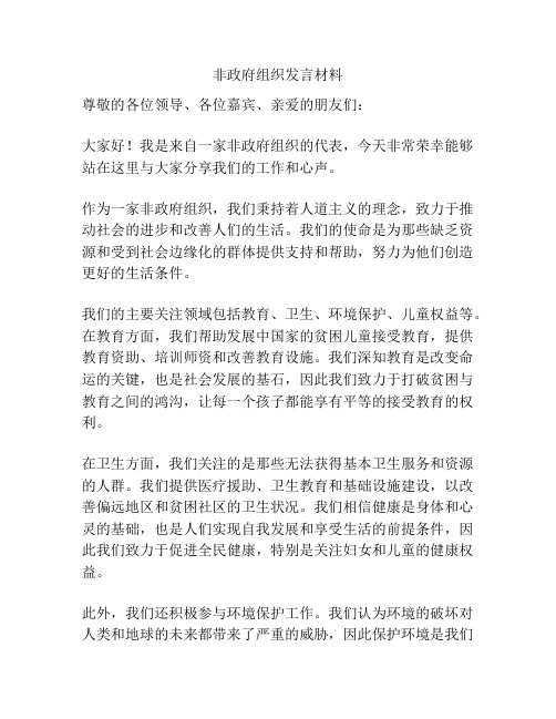 非政府组织发言材料