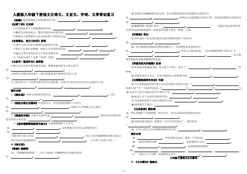 人教版八年级下册语文古诗文、文言文、字词、文学常识复习