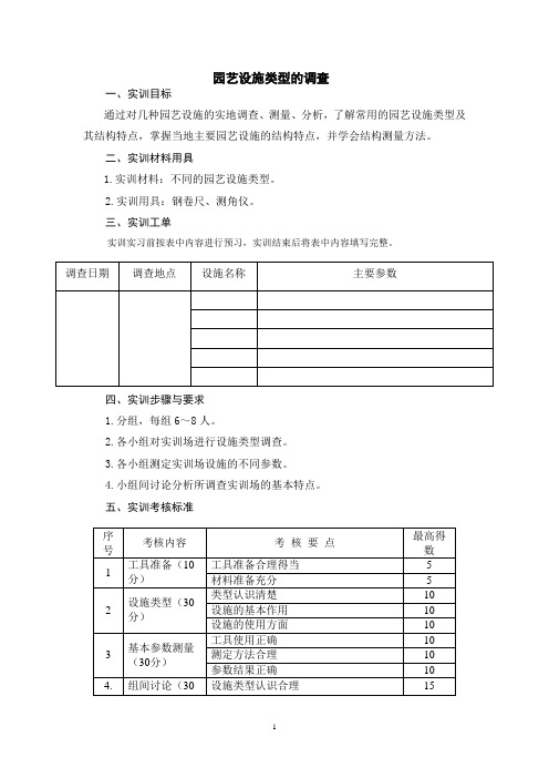 模块一 实训指导 园艺设施类型调查