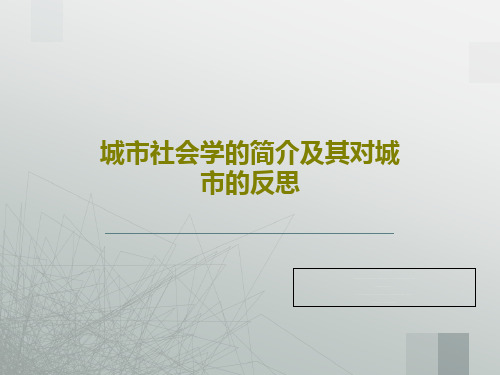 城市社会学的简介及其对城市的反思65页PPT