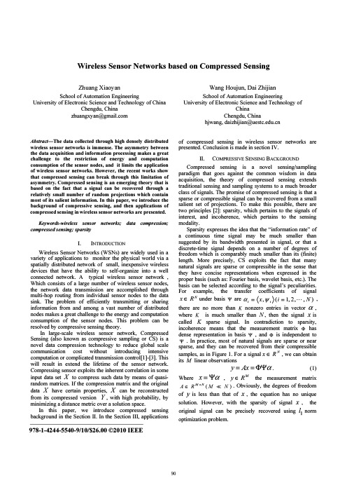 Wireless Sensor Networks based on Compressed Sensing