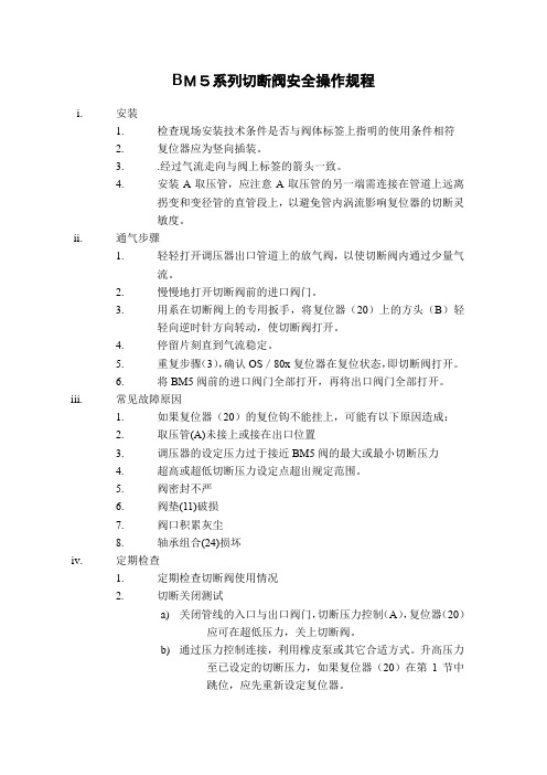 BM5系列切断阀安全操作规程