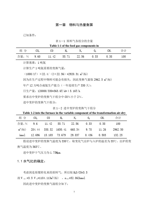 合成氨工艺及设计计算