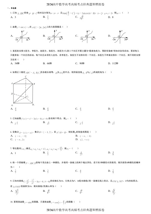 2024高中数学高考高频考点经典题型模拟卷 (265)