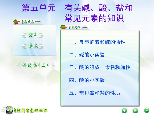 有关碱、酸、盐和常见元素的知识