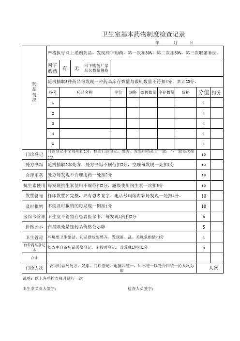 卫生室基本药物制度检查记录