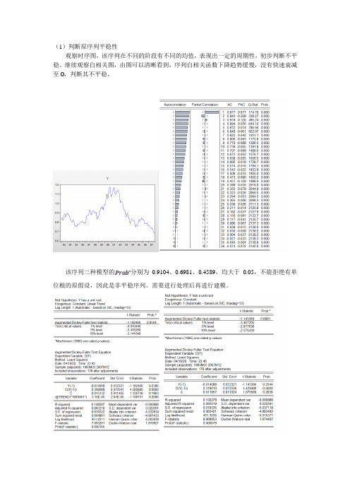 金融时间序列分析-ARIMA模型建模实验报告