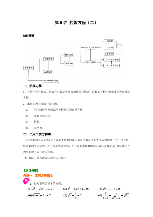 第5讲 代数方程(二)学生版