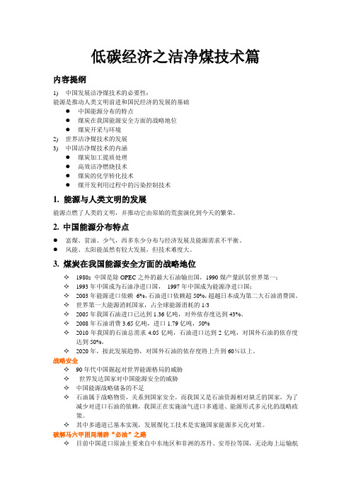 低碳经济之洁净煤技术篇