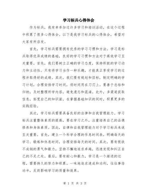 学习标兵心得体会