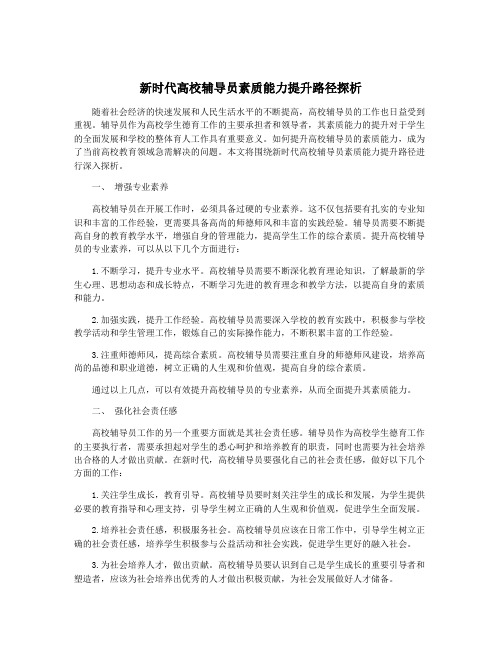 新时代高校辅导员素质能力提升路径探析