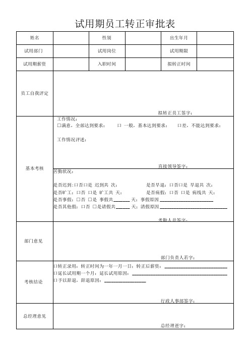 试用期员工转正审批表(标准版).docx