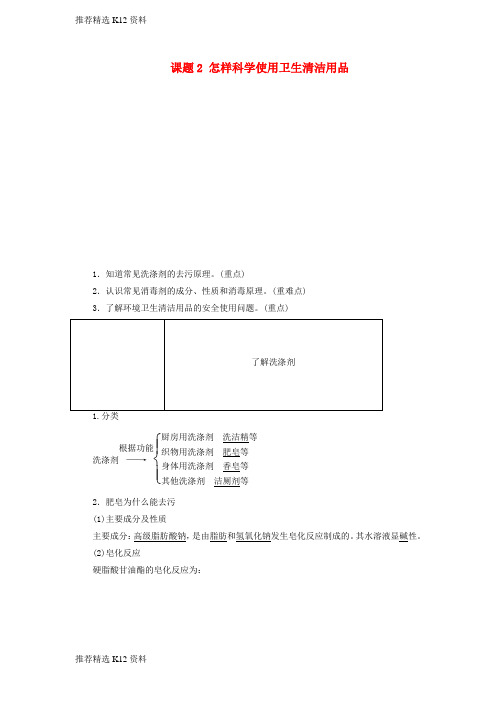 【推荐精选】2017秋高中化学 主题5 正确使用化学品 课题2 怎样科学使用卫生清洁用品学案 鲁科版选修1