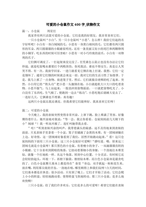 可爱的小仓鼠作文400字_状物作文_1