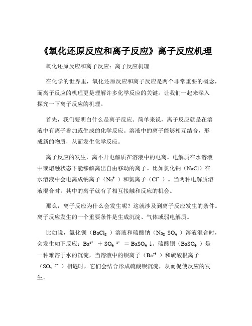 《氧化还原反应和离子反应》离子反应机理