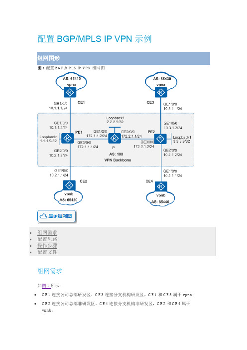 华为路由器MPLS VPN配置示例