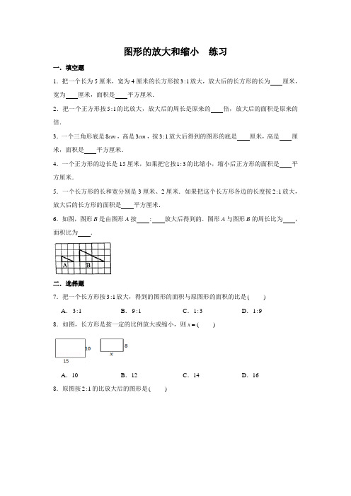 北师大版数学六年级下册 第2单元图形的放大和缩小 同步练习