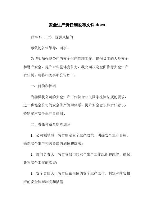 安全生产责任制发布文件.docx