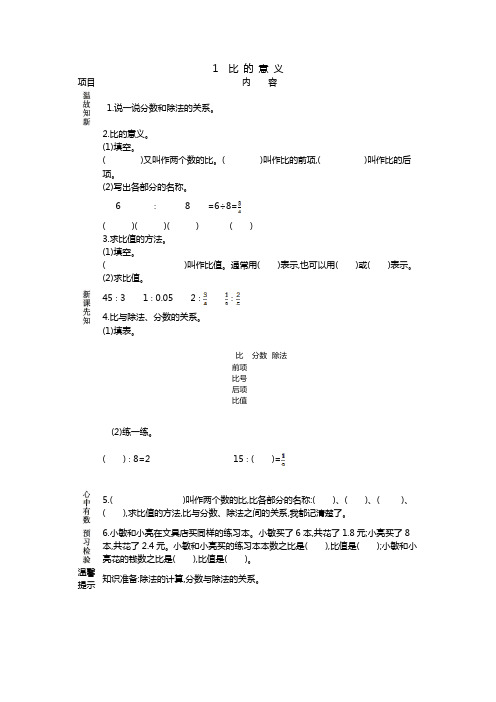 六年级数学试卷1 比的意义