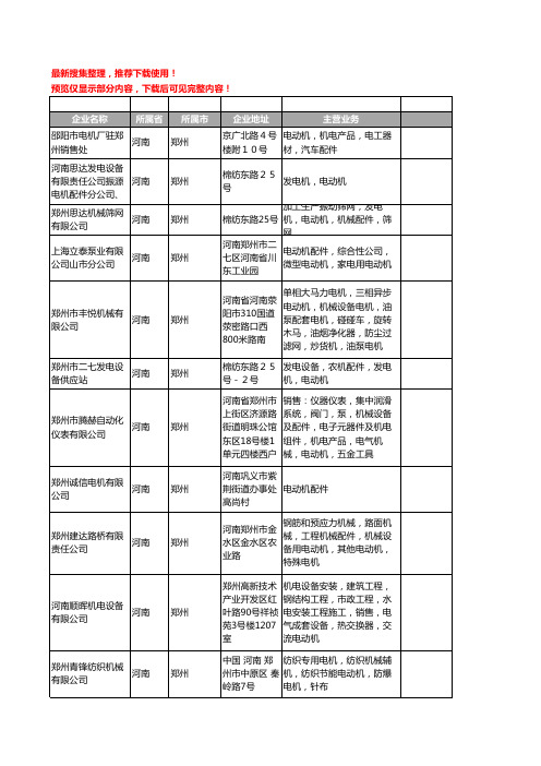 新版河南省郑州电动机配件工商企业公司商家名录名单联系方式大全29家