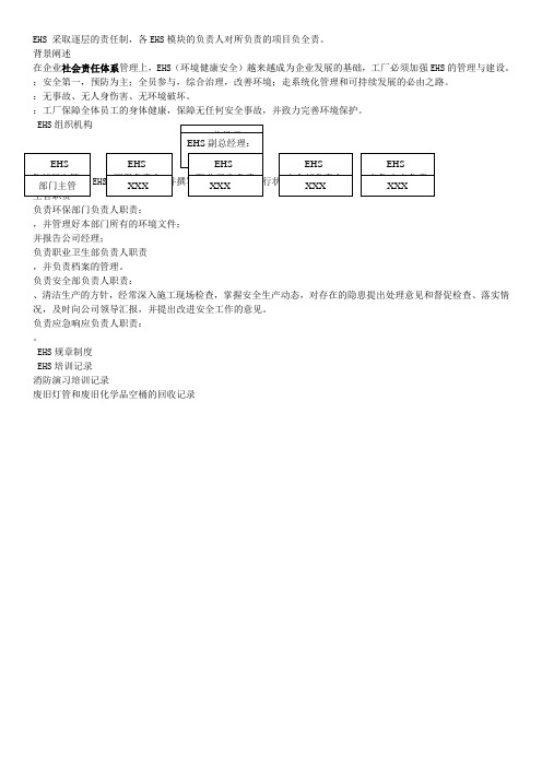 EHS的组织架构和职责说明