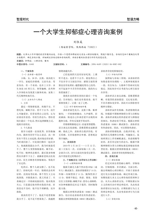 一个大学生抑郁症心理咨询案例