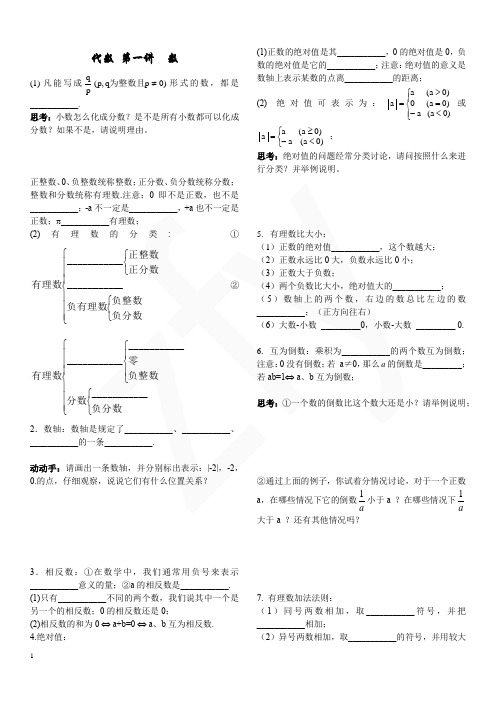 代数第一讲_有理数