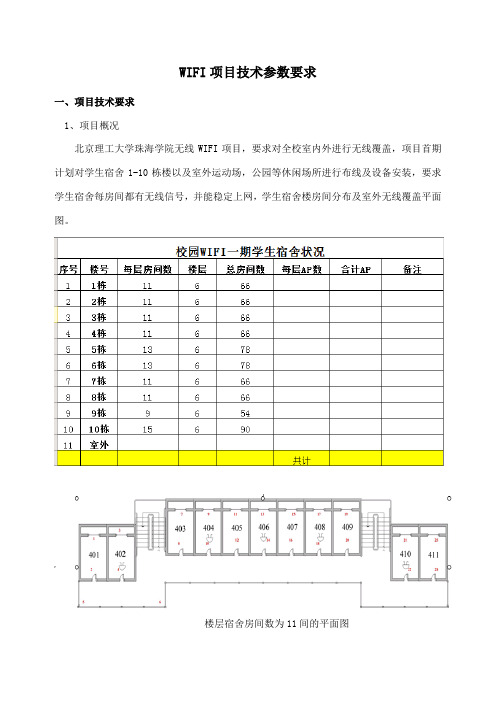 WIFI项目技术参数要求