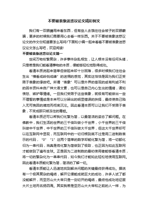 不要被表象迷惑议论文精彩例文