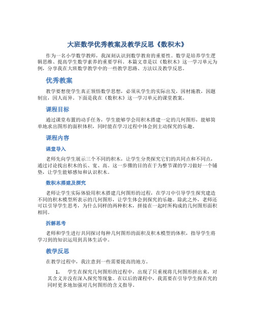 大班数学优秀教案及教学反思《数积木》