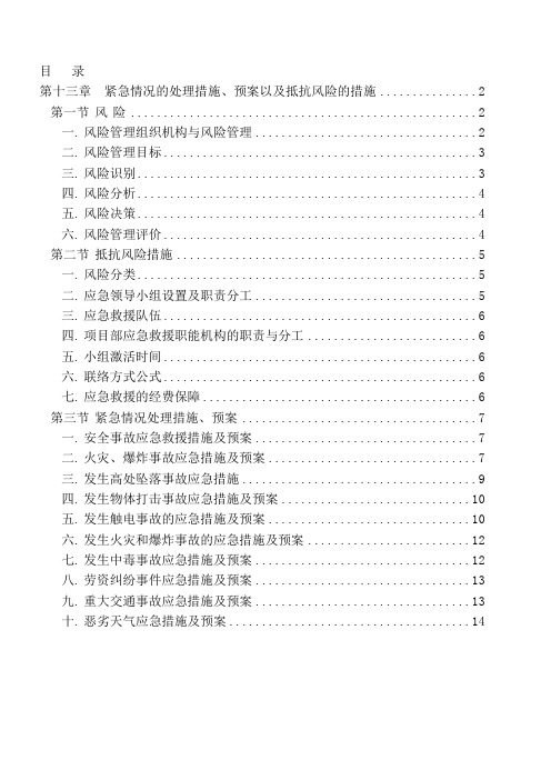 最新第十三章--紧急情况的处理措施、预案以及抵抗风险的措施