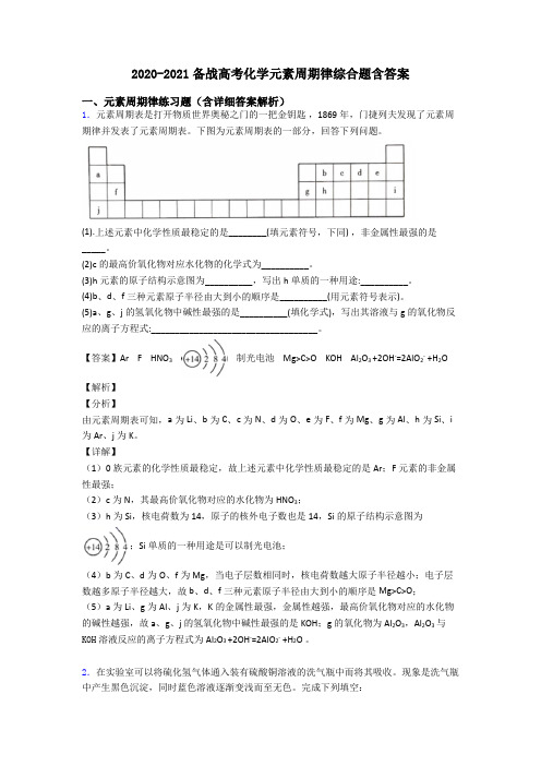 2020-2021备战高考化学元素周期律综合题含答案