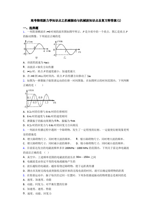 高考物理新力学知识点之机械振动与机械波知识点总复习附答案(1)