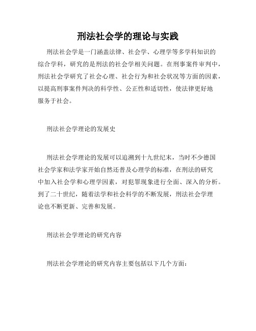 刑法社会学的理论与实践