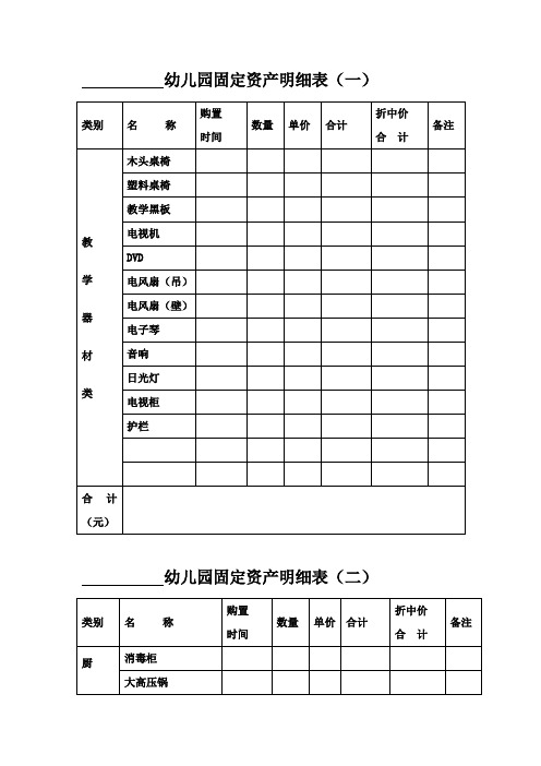 幼儿园固定资产明细表