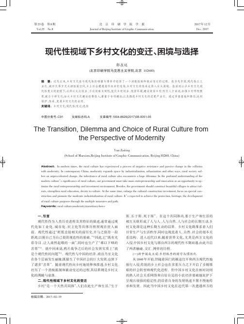 现代性视域下乡村文化的变迁、困境与选择