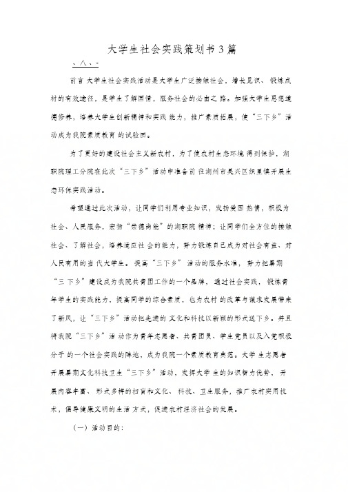 大学生社会实践策划书3篇