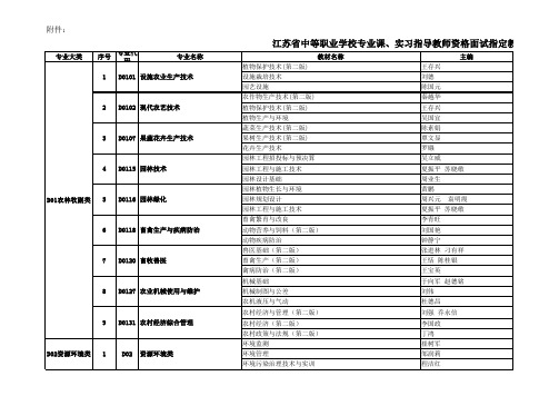 江苏省中职类教师资格面试考试 专业大类 对应教材