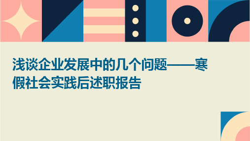 浅谈企业发展中的几个问题——寒假社会实践后述职报告PPT