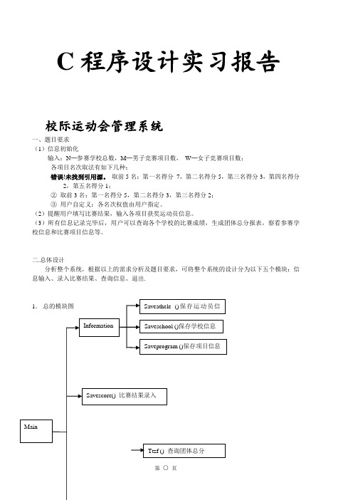 C语言课设之校级运动会管理系统