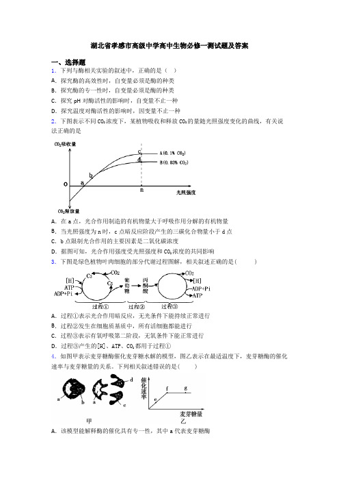 湖北省孝感市高级中学高中生物必修一测试题及答案