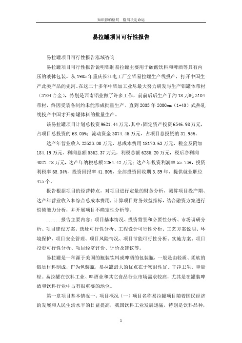 易拉罐项目可行性报告