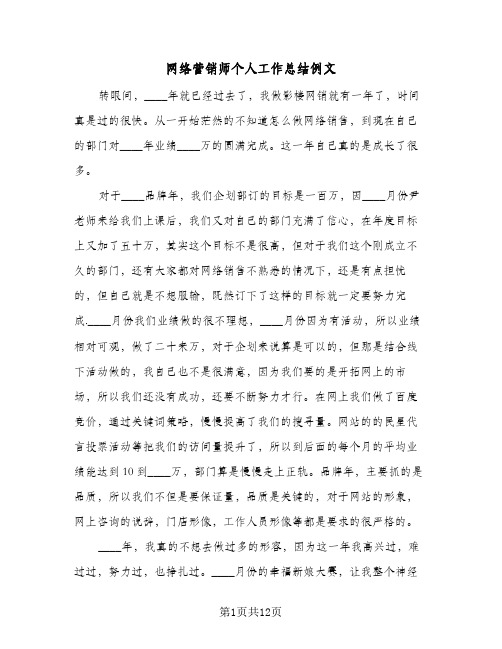 网络营销师个人工作总结例文(五篇)