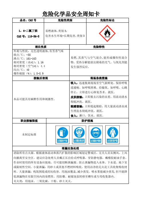 危险化学品安全周知卡-二氯丁烷