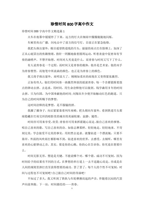 珍惜时间800字高中作文