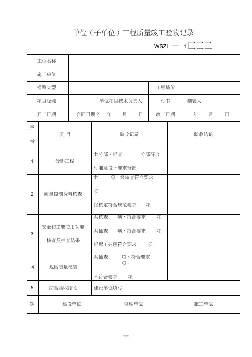 市政道路质检表(全部)