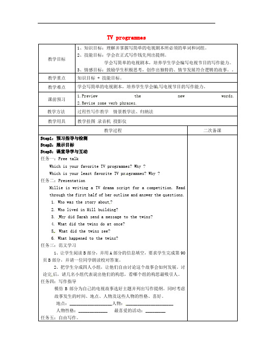 江苏省徐州市王杰中学九年级英语上册 Unit 6 TV programmes Task教案 (新版)牛津版